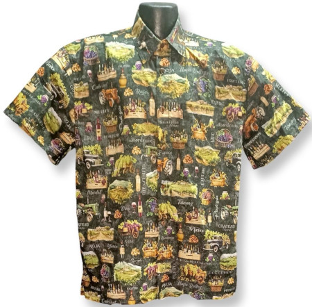 Wine Country Hawaiian Shirt-  Made in USA 100% Cotton
